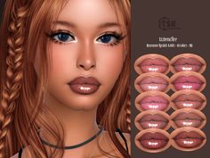 an animated image of a woman's lips with braids on her head and various expressions