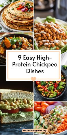 Check out these 9 easy, high-protein chickpea recipes for vegans! Packed with flavor and protein, these meals will keep you energized and satisfied throughout the day. From salads to curries, these simple recipes are perfect for any time you need a quick and healthy boost! #EasyVeganMeals #HighProtein #ChickpeaPower #VeganRecipes #HealthyPlantBased High Protein Vegetarian Recipe, Quinoa Protein Bowl, Recipes With Chickpeas, Vegan High Protein Recipes, Chickpea Dishes, Chickpea And Quinoa, Quinoa And Chickpeas, High Protein Vegetarian, Vegetarian High Protein