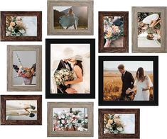 a collage of different pictures with flowers and people in the middle one is holding a bouquet