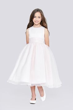 This tea-length flower girl dress is absolutely breathtaking with its hand-beaded cummerbund and satin bodice. The Elizabeth Dress also features an organza skirt and organza tie back bow.Tank Dress with Hand Beaded Cumberbund and Organza Tie Back BowFabric: Satin Bodice, Organza SkirtFully LinedClosure: Zipper at Center BackLength: Tea Whitw Dress, Tea Length Flower Girl Dress, Gigi Dress, Organza Bow, Bow Fabric, Old Dress, Organza Skirt, Baptism Ideas, Ivory Roses