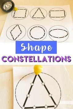 a collage of shapes with the words shape constellations on it and an image of a