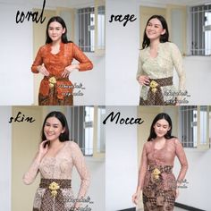 Kebaya dress | Complete set | for weddings or formal event | made of brocade and batik fabric, long sleeve and scoop neck | Kayla series Set (kebaya + skirt + belt) available in Coral, Sage, Skin and Mocca colors all the cool colors❣️ SIZES (cm) Chart sizes S bust 84 M bust 88 L bust 92 XL bust 96 2XL Bust 100 3XL Bust 104 Skirt(cm) S hip 85 M hip 90 L hip 95 XL hip 100 2XL hip 105 3XL HIP 110   Kebaya made from semi-Italy, doesn't itch, has front buttons. Printed batik skirt, complete with zipp Elegant Long Sleeve Sets With Traditional Patterns, Elegant Brocade Sets With Long Sleeves, Fitted Long-sleeve Sets For Ceremony, Elegant Formal Sets With Traditional Patterns, Fitted Long Sleeve Set For Ceremony, Formal Long Sleeve Sets With Traditional Patterns, Brocade Long Sleeve Sets For Ceremony, Long Sleeve Festive Sets For Ceremony, Elegant Long Sleeve Sets For Ceremony