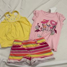 Gymboree 4 Nwt Pink T , Nwot Shorts And Worn Once Yellow Bejeweled Tank . This Is Such A Cute Set And Total Mix And Match With What Ever Else You Have . Summer, Camp , Vacation And Beyond What Ever, Cute Sets, Baby Disney, Mix N Match, Summer Camp, Mix And Match, Pink Yellow, Matching Sets, Kids Shop