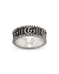 Gucci Sterling Silver Marmont Double G Statement Ring, 8mm Designer Engraved Round Rings, Matching Couple Bracelets, Gucci Rings, Gucci Jewelry, Gucci Gg Marmont, Dream Engagement Rings, Gg Marmont, Silver Jewelry Rings, Italian Luxury