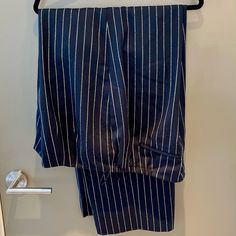 Talbots Cashmere Wool Pants Size 22w Navy White Pinstripes Near New Excellent Condition 40” Waist With Elastic Stretch. 45” Length. Back Pockets Unopened, Side Pockets Too. Fully Lined Wool. Excellent Detail - Pinstripes Match Back Darts With Front Double Darts. Slight Spandex Too. Stylish With Warmth. Blue Wide Leg Pants With Vertical Stripes, Blue Straight Pants With Vertical Stripes, Fitted Blue Pants With Vertical Stripes, Blue Vertical Stripes Pants For Workwear, Blue Vertical Stripes Workwear Pants, Blue Vertical Stripes Pants For Work, Fitted Blue Bottoms With Vertical Stripes, Blue Fitted Bottoms With Vertical Stripes, Wool Pants