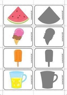 cut and paste the shapes to make an ice cream sundae, watermelon