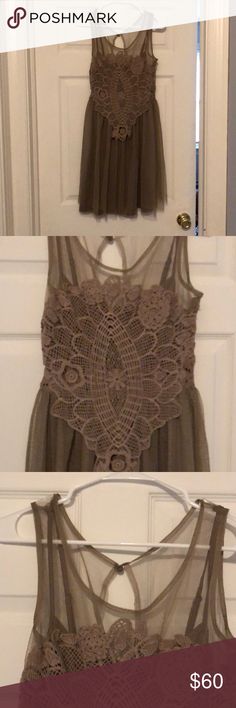 Dress NWT - A’reve dress A'Reve Dresses Midi Brown Sheer Dress For Spring, Brown Lace Dresses For Spring, Spring Sheer Brown Dress, Brown Sheer Spring Dress, Sheer Brown Spring Dress, Hippie Brown V-neck Dress, Dress Es, Cocktail Dress, Midi Dress