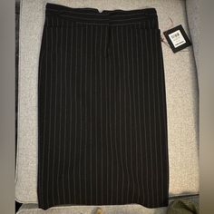 Cute Pencil Skirt. Size Xs But Could Fit A Size S. New With Tags Striped Midi Skirt For Work, Striped Lined Skirt Bottoms For Workwear, Striped Lined Skirt For Workwear, High Waist Striped Fitted Skirt, Fitted Striped Skirt, Fitted Vertical Stripes Mini Skirt, Pinstripe Vertical Stripes Skirt For Work, Fitted Black Skirt With Vertical Stripes, Elegant Fitted Striped Skirt