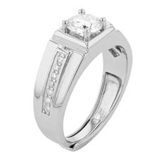 Adorned with lab-created moissanite, this Stella Valentino adjustable ring is sure to dazzle from every angle. Adorned with lab-created moissanite, this Stella Valentino adjustable ring is sure to dazzle from every angle.Click on this JEWELRY & WATCHES GUIDE to learn about fit, styles, materials and more! Width: 26.1 mm Metal: sterling silver Plating: 14k white gold Finish: polished Packaging: boxedSTONE DETAILS Stone type: lab-created moissanite Total weight: 1 ct. Center stone size: 5 mm Shape Fine Jewelry With Cubic Zirconia In Tension Setting, Fine Jewelry With Tension Setting In Cubic Zirconia, Cubic Zirconia Diamond Ring With Tension Setting For Promise, Modern Cubic Zirconia Ring With Prong Setting, Formal Cubic Zirconia Jewelry With Tension Setting, Anniversary Jewelry With Lab-grown Diamond In Tension Setting, Promise Ring With Moissanite And Diamond Accents, Promise Rings With Diamond Accents And Moissanite, Moissanite Rings With Diamond Accents For Promise