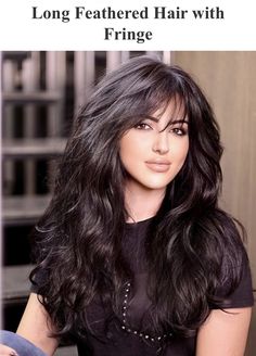 Long Hair With Bangs And Layers, Layered Haircuts With Bangs, Layered Hairstyles, Haircut Styles, Wavy Hairstyles, Long Layered Haircuts, Hair With Bangs, Hair Bangs