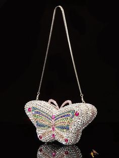 BirdinBag - Rhinestone Butterfly Party Bag: Mini Novelty Handbag with Diamond Embellishments Evening Pouch Bag With Rhinestones, Rhinestone Embellished Evening Pouch Bag, Party Shoulder Bag With Rhinestones And Crystal Material, Handheld Shoulder Bag With Rhinestones As Gift, Glamorous Multicolor Bags For Formal Occasions, Crystal Evening Handheld Bag, Multicolor Rhinestone Shoulder Bag For Party, Handheld Evening Bags With Rhinestones, Luxury Multicolor Bags With Rhinestones