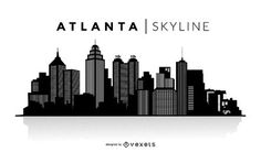 the atlanta skyline is shown in black and white, with text that reads atlanta skyline