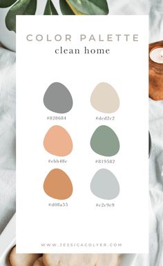 the color palette for clean home is shown on top of a white plate with cookies