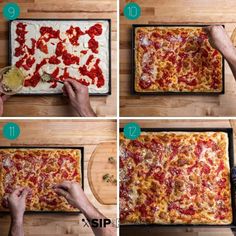 steps on how to make a pizza with cheese and pepperoni, including toppings