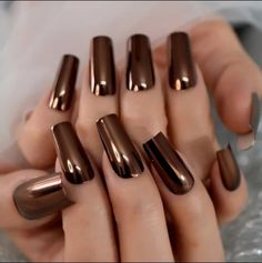 Nails Polish, Manicure E Pedicure, Chrome Nails, Square Nails, Nail Kit, Nail Art Diy, Glue On Nails, Winter Nails