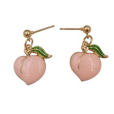 Gold Tone Peach Earrings. Approximately .75” Long. New In Package, No Tag. Cute Peach Accessories, Emoji Earrings, Peach Earrings, Kawaii Jewelry, Tiffany Jewelry, Retro Mode, Back Jewelry, Simple Earrings, Fashion Accessories Jewelry