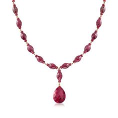 Ruby Drop Necklace in 18kt Yellow Gold Over Silver Ruby Necklace Pendant, Sapphire Necklace Pendants, Pearl Drop Necklace, Fine Jewelery, Ruby Beads, Emerald Bead, Ruby Necklace, Ruby Earrings, Ruby Jewelry