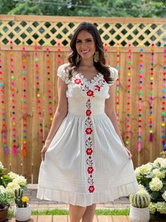 White Embroidered Fitted Sundress, White Fitted Embroidered Sundress, Fitted Midi Dress With Embroidered Hem, Fitted Dress With Multicolor Embroidery For Garden Party, Fitted Floral Embroidered Dress, Fitted Folk Dresses With Multicolor Embroidery, Fitted Folk Dress With Embroidered Hem, Folk Style Fitted Dress With Embroidered Hem, Folk Style Fitted Multicolor Embroidered Dress