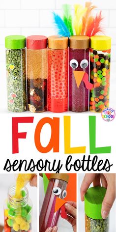 an image of fall sensory bottles for toddlers