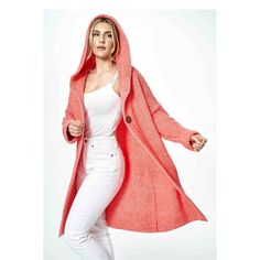 Cardigan Figl | Figl Casual Long Pink Outerwear, Long Pink Casual Outerwear, Pink Winter Hoodie Sweater, Oversized Knitted Hooded Outerwear, Oversized Hooded Cozy Cardigan, Winter Pink Sweater With Drawstring Hood, Pink Winter Sweater With Drawstring Hood, Pink Drawstring Hood Sweater For Winter, Trendy Oversized Hooded Cardigan