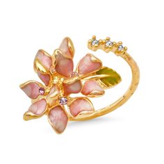 Pink Flower Open Ring Pink Flower Rings, Orchid Ring, Pink Rings, Pink Flower Ring, Flower Rings, Jewelry Lookbook, Quirky Design, Flower Jewelry, Dream Jewelry