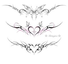 an artistic set of tattoos with hearts and wings on white background stock photo - budget conscious