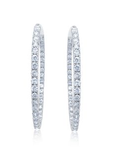 14k White Gold Diamond Hoop Earring White Gold: 12.80g Diamond: 7.60c Color Stones Jewelry, Gold Diamond Hoop Earrings, Emerald Bracelet, Emerald Necklace, Diamonds And Gold, Emerald Earrings, Diamond Hoop Earrings, Yellow Diamond, Jewelry Earrings Hoops