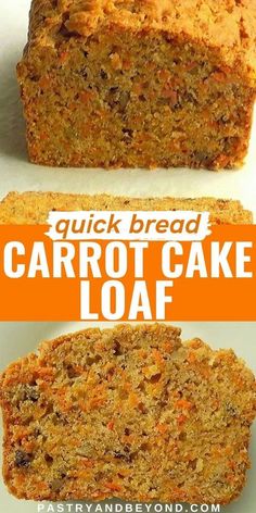 carrot bread on a cooling rack with the words farmhouse carrot bread in front of it