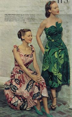 Tropical AF Women In Dresses, Tiki Fashion, 1950 Style, 1950 Fashion, Tropical Fashion, Robes Vintage, Resort Fashion, Fashion 1950s, 1950s Style