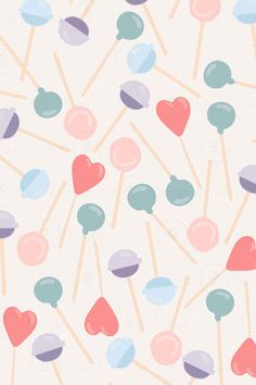 colorful lollipops on a white background with pink, blue and green colors