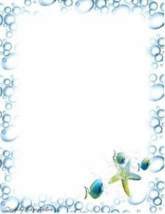 an ocean themed frame with starfish and bubbles