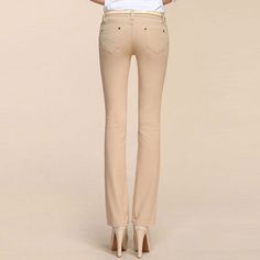 Gender: FemaleDecoration: NoneFit Type: SlimPant Style: Wide Leg PantsPattern Type: SolidFront Style: FlatStyle: FormalWaist Type: MidFabric Type: DenimMaterial: Polyester, AcrylicLength: Full LengthClosure Type: Zipper Fly Beige Flare Jeans With Pockets For Spring, Spring Beige Flare Jeans With Pockets, Slim Fit Full Length Pants For Spring, Spring Slim Fit Wide Leg Bottoms, Spring Wide Leg Slim Fit Bottoms, Non-stretch Mid-rise Cargo Pants, Slim Fit Wide Leg Cotton Bottoms, Slim Fit Spring Jeans, Slim Fit Cotton Bottoms With Wide Leg