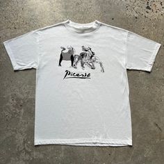 Size: L Chest - 21in Length - 27in Sleeve - 7.5in General Wear, Check All Measurements Before Purchasing, No Refund Will Be Allowed All Information Is Provided In Each Description. Deadstock Only Washed One To Remove Any Storage Stains, No Flaws, Never Worn, Pablo Picasso, Cow & Horse Animal Tee, Impressionism Artwork, Dali, Miro, Pollock Style, 90’s Licensed Pablo Picasso Artwork, Made In Spain, European Art Tee. Impressionism Artwork, Pablo Picasso Artwork, Style 90's, Picasso Artwork, Cow Horse, Horse Animal, European Art, Tshirt Art, Art T Shirt