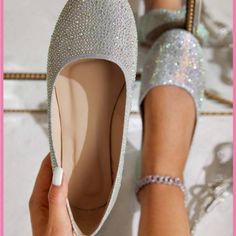 Super Cute And Stylish Ships In 5-10 Business Days Tags: #Shoes #Heels #Party #Newyears #Holiday #Sandals #Gold #Beautiful #Glitter Flat Shoes Women Outfit, Cinderella Outfit, Vacation Shoes, Rose Shoes, Slip On Flats, Women Flats, Light Weight Shoes, Rhinestone Decor, Wide Shoes