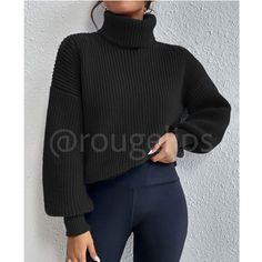 Black Turtleneck Knit Pullover Sweater Long Sleeve 100% Acrylic Stretchy Shop Our Boutique For Styles/Events: Romantic Date Night Bride Lingerie Winter Fall Summer Spring Boho Gypsy Hippie Beachy Birthday Gift Resort Bohemian Girly Trendy Minimalist Y2k Wedding Guest Engagement Party Bachelorette Vacation Cruise Travel Western Aesthetic Vibe Retro Christmas Thanksgiving Holiday Chic Casual Dressy Preppy Tiktok Classic Classy Work Office Business Contemporary Professional Workplace Wear Loose Fit Black High Neck Sweater With Ribbed Cuffs, Elegant Black Cropped Sweater For Fall, Elegant Black Cropped Sweater For Winter, Chic Black Sweater With Ribbed Cuffs, Black Fitted Cozy Sweater, Trendy Black Turtleneck, Black Long Sleeve Chunky Knit Cropped Sweater, Black Sweater With Ribbed Cuffs, Black Chunky Knit Cropped Long Sleeve Sweater