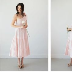 New With Tags. No Damage. Size Small. Feminine One-shoulder Midi Dress For Garden Party, Feminine One Shoulder Midi Dress For Garden Party, Feminine One-shoulder Midi Dress For Day Out, Dress Light Pink, Pink Cotton, Light Pink, Maxi Dress, Womens Dresses, Tags