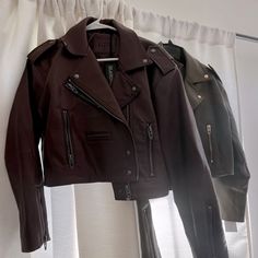 I Have 2, Size Small Blank Nyc Moto Jackets In Two Different Color Ways. Brand New With Tags. One Is A Burgundy Color And The Other Is An Olive Green. May Be Sold Separately Or As A Pair. Price $50 Each Or $75 For Both. Send Me An Offer. Edgy Brown Winter Outerwear, Fitted Moto Outerwear For Fall, Edgy Brown Fall Outerwear, Fall Moto Leather Jacket For Work, Moto Leather Jacket For Fall Workwear, Moto Outerwear For Work In Fall, Fall Workwear Moto Leather Jacket, Moto Style Outerwear For Fall Workwear, Moto Style Outerwear For Work In Fall