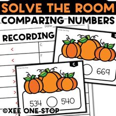 three oranges are on top of each other and have numbers to go with them