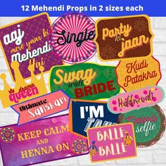 12 mehndi propps in 2 sizes each for scrapbooking and crafts