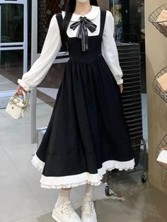 1Measurement In CM long dress size Shoulder(cm) Bust(cm) Sleeve(cm) Length(cm) M 35 88 59 108 L 36 92 60 109 XL 37 96 61 110 XXL 38 100 62 111 XXXL 39 104 63 112 4XL 40 108 64 113 5XL 41 112 65 114 1Measurement In CM short dress size Shoulder(cm) Bust(cm) Sleeve(cm) Length(cm) M 35 88 59 88 L 36 92 60 89 XL 37 96 61 90 XXL 38 100 62 91 XXXL 39 104 63 92 4XL 40 108 64 93 5XL 41 112 65 94 PLEASE NOTE: 1.Please according your own measurements to choose your suitable size. 2.This is Asian size,Pleas Korean Style School, Collar Dresses, Dresses Autumn, Winter Shorts, Japanese Harajuku, Peter Pan Collar Dress, Sweet Dress, School Fashion, Pan Collar