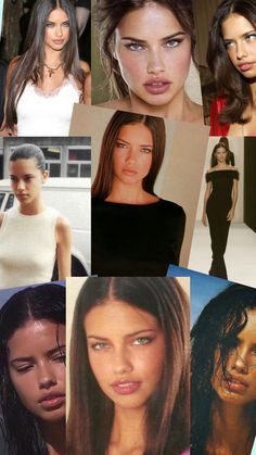 many different pictures of women with long hair and one woman in the middle is looking at the camera