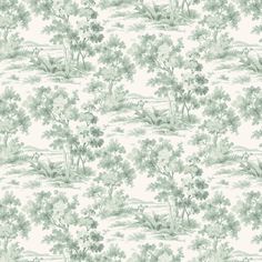 a green and white wallpaper with trees