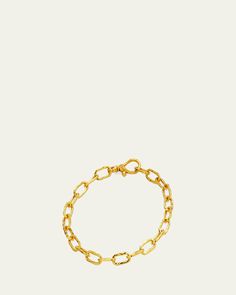 Gurhan gauge wire chain bracelet     Approx. 8.5"L    24karat yellow gold    Hammered finish    Lobster clasp    Wipe clean    Imported Gold Bracelet With Rectangular Cable Chain Links, Gold Plated Cable Chain Bracelet With Rectangular Links, Classic 22k Yellow Gold Bracelets, Classic 22k Yellow Gold Bracelet, Gold-plated Bracelet With Cable Chain And Rectangular Links, Classic Link Chain Bracelet With Gold Clasp, Everyday Link Chain Bracelet With Gold Clasp, Gold Oval Link Cable Chain Bracelet, Luxury Gold Plated Cable Chain Bracelet