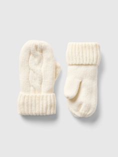 Supersoft cotton-blend cable-knit mittens.  Ribbed cuffs.  For more fit and sizing info, check out our Size Guide. Kids Mittens, Plush Yarn, Converse Shop, Toddler Accessories, Newborn Sets, Everyday Luxury, Toddler Christmas, Chunky Knitwear, Baby Slippers