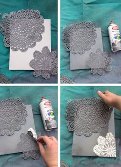 how to make paper doily with crochet lace and spray paint - step by step instructions