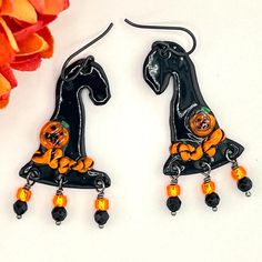 PassionKnots - Etsy Canada Halloween Witch Hat, Hippie Earrings, Halloween Earrings, Charm Earrings, Long Earrings, Artisan Jewelry