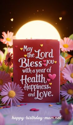 a card that says, may the lord blessing you with a year of health happiness and love