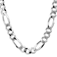 Sterling Silver Figaro Chain for Men Great necklace to wear by itself or with pendant. Use as a spare or replacement necklace chain. 20" - 34" Silver 925 Figaro 3+1 Chain Necklace for BIG Men. Big Silver Necklace, Sterling Silver Figaro Chain Necklace, Chain Bracelet Men, Silver Necklace For Men, Mens Accessories Necklace, Chain Necklace Men, Silver Figaro Chain, Chunky Silver Necklace, Figaro Chain Necklace