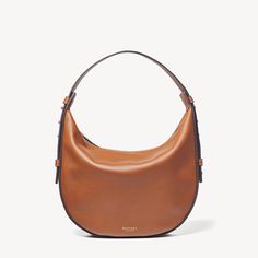 Hobo Crescent in Smooth Tan | Aspinal of London Classic Business Satchel Hobo Bag, Classic Business Hobo Satchel Bag, Classic Hobo Business Bag Satchel, Classic Hobo Bag With Leather Handles For Work, Luxury Everyday Top Handle Hobo Bag, Luxury Hobo Bag With Top Handle For Everyday, Luxury Top Handle Hobo Bag For Everyday, Everyday Luxury Hobo Bag With Top Handle, Classic Business Hobo Bag With Double Handle