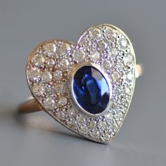 Antique Late Victorian/early 1900s Period Old Mine Cut Diamond - Etsy Heirloom Sapphire Diamond Ring With Rose Cut, Heirloom Jewelry With Rose Cut Heart Diamonds, Antique Sapphire Diamond Ring With Rose Cut, Heart-shaped Hallmarked Diamond Ring, Vintage Sapphire Jewelry With Diamond Accents, Formal Heart-shaped Rose Cut Diamond Jewelry, Formal Heart-shaped Jewelry With Rose Cut Diamonds, Heart-shaped Rose Cut Diamond Jewelry For Formal Events, Heart-shaped Rose Cut Diamond Jewelry For Formal Occasions